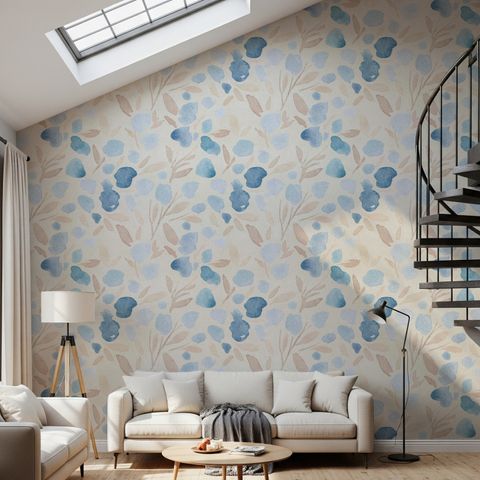 Aquarellblätter und Zweige Fototapete Wandbild