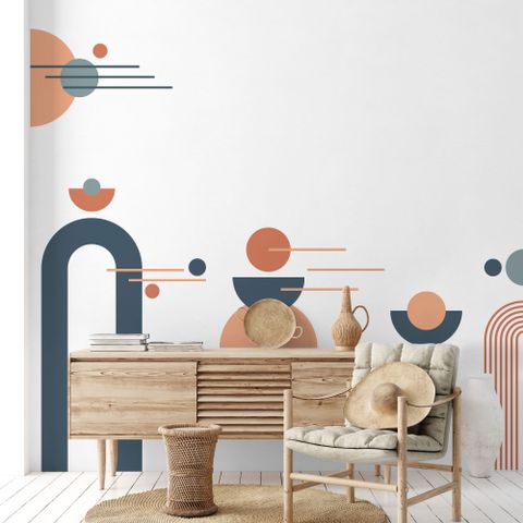 Geometric Arch with Shapes Wall Decal Sticker