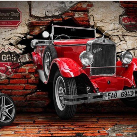 3D Look Vintage Car Wallpaper Mural