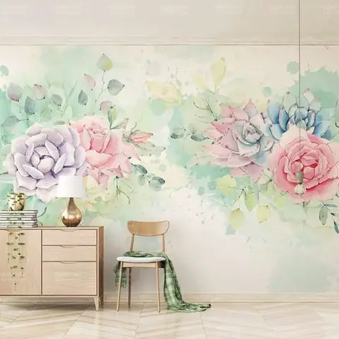 Watercolor Soft Floral Wallpaper Mural