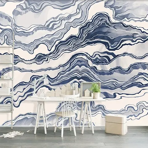 Nordic Abstract Waves Wallpaper Mural
