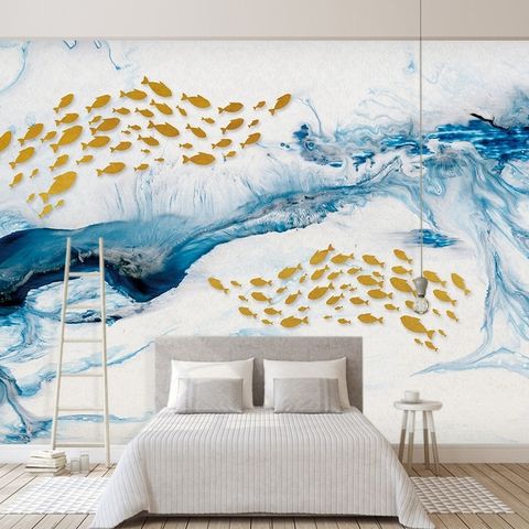 Sea Wave and Fish Wallpaper Mural