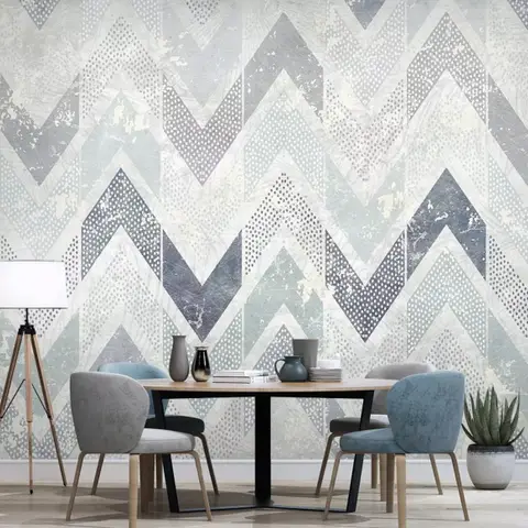 Zigzag Pattern with Dot Work Wallpaper Mural