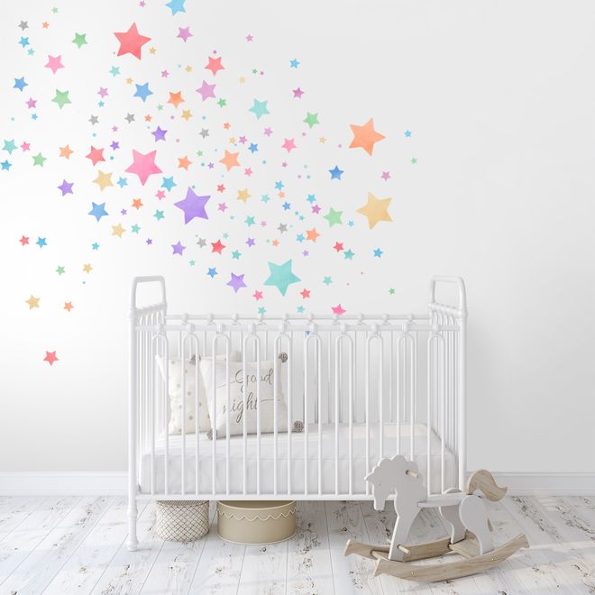 Colorful Watercolor Little Stars Wall Decal Sticker