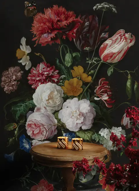 Dutch Florals Still Life Flowers in Vase Wallpaper Mural • Wallmur®