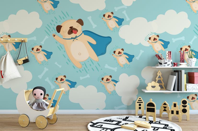Cartoon Pet Dog Pattern Wallpaper Mural
