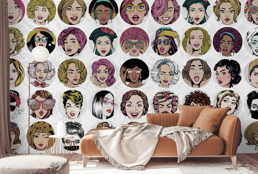 Woman Face Pop Art Wallpaper Mural