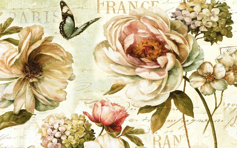 Vintage Hydrangea Wallpaper Mural
