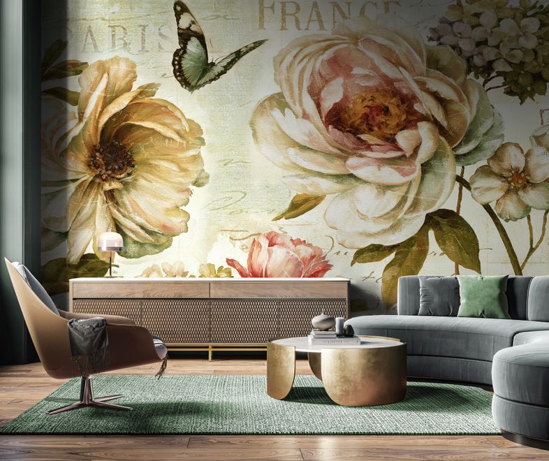 Vintage Hydrangea Wallpaper Mural