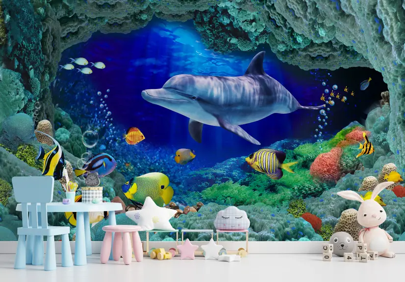 Undersea with Colorful Fish Wallpaper Mural Undersea with Colorful Fish Wallpaper Mural