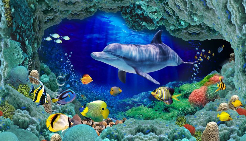 Undersea with Colorful Fish Wallpaper Mural