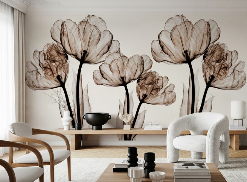 Papier peint panoramique floral transparent Papier peint panoramique floral transparent