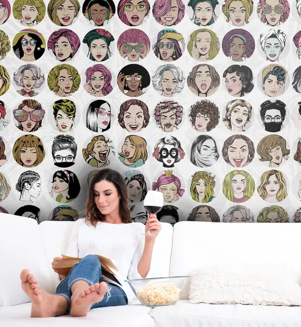 Woman Face Pop Art Wallpaper Mural