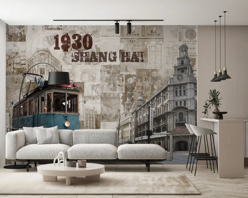 Vintage Shanghai City Wallpaper Mural Vintage Shanghai City Wallpaper Mural