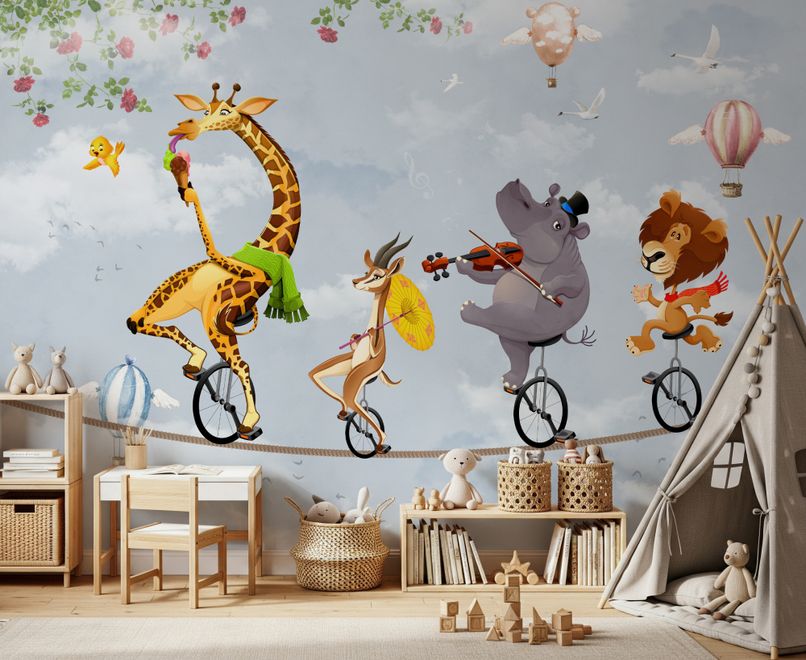 Papier peint panoramique de la Slackline avec des animaux