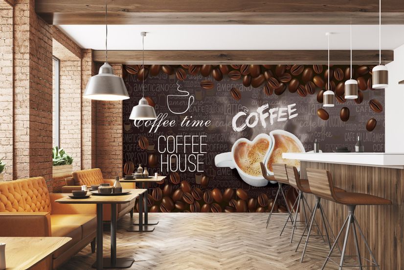 Coffee Beans with Mocha Wallpaper Mural