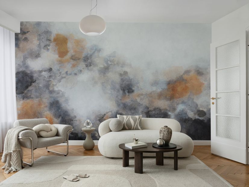 Watercolor Black Brown Smoked Paint Art Wallpaper Mural