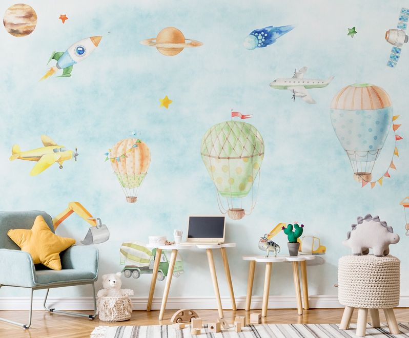 Kids Hot Air Balloons Wallpaper Mural