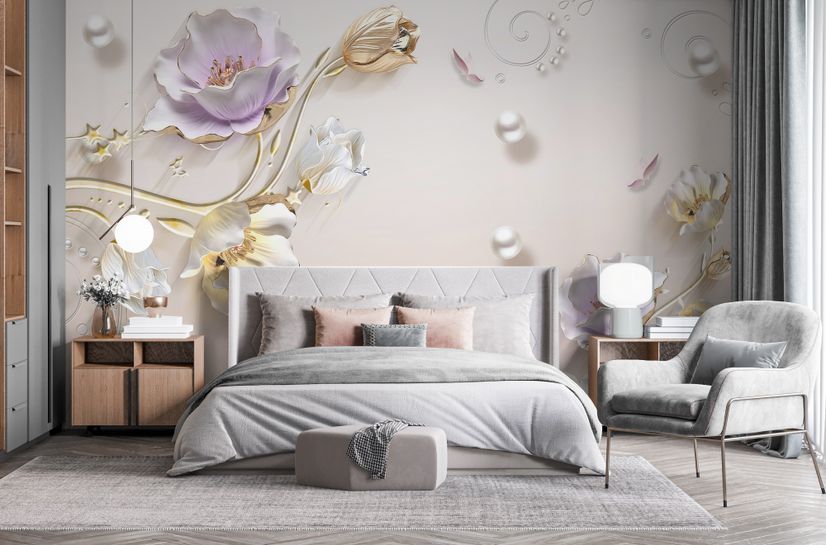 Jewelry Tulip Flower Wallpaper Mural