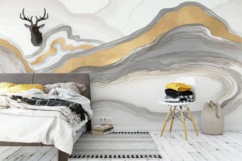 Abstract Smoke with Lines Wallpaper Mural