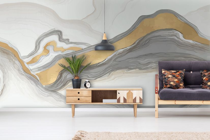 Abstract Smoke with Lines Wallpaper Mural