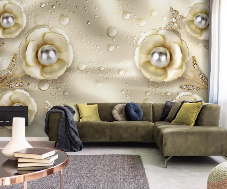 Pearl Anemone Floral Wallpaper Mural