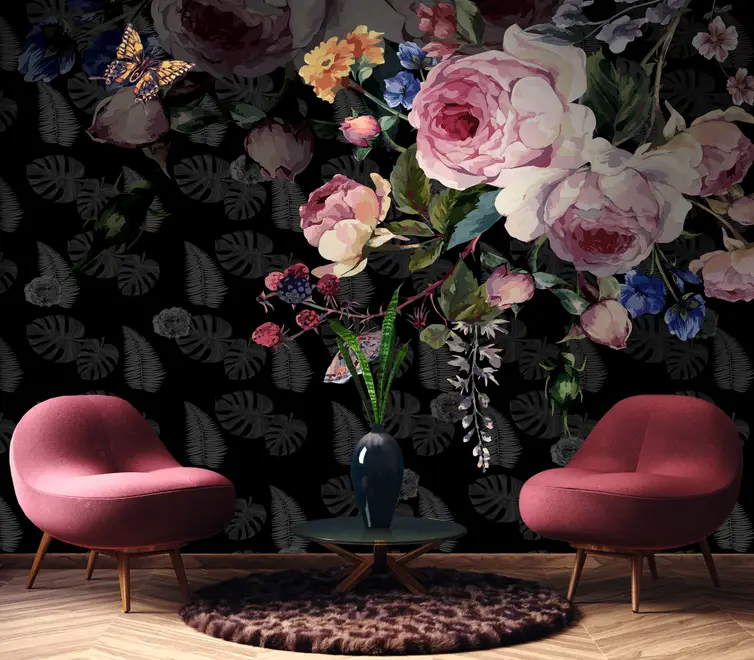 Dark Floral Wallpaper and Wall Murals • Wallmur®