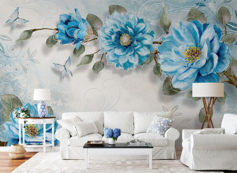 Watercolor Bohemian Floral Wallpaper Mural