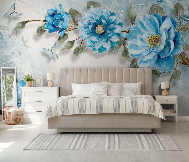 Watercolor Bohemian Floral Wallpaper Mural