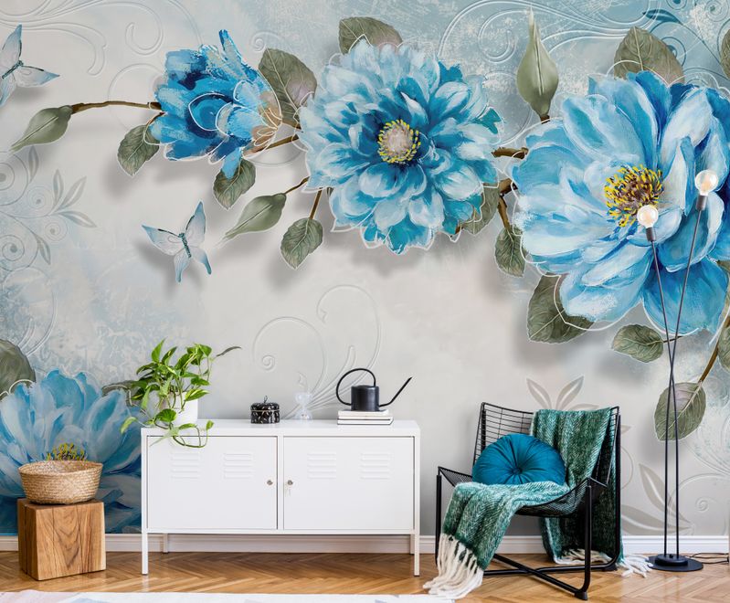 Watercolor Bohemian Floral Wallpaper Mural