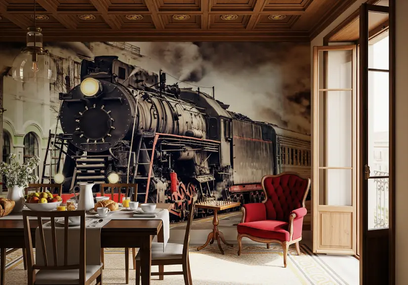 Vintage Train Wagon Railway Wallpaper Mural