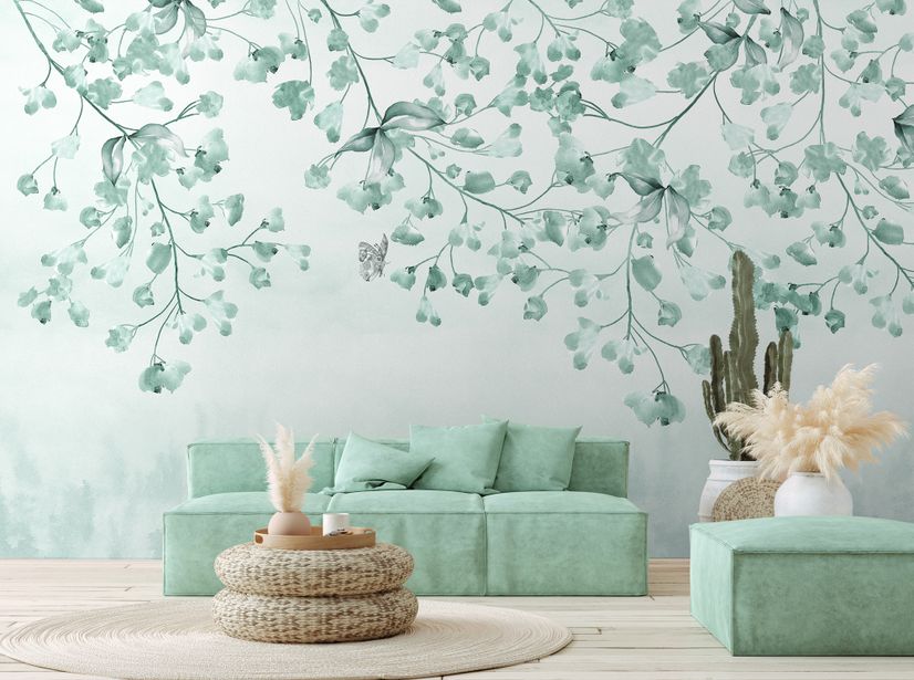 Soft Green Blossom Wallpaper Mural