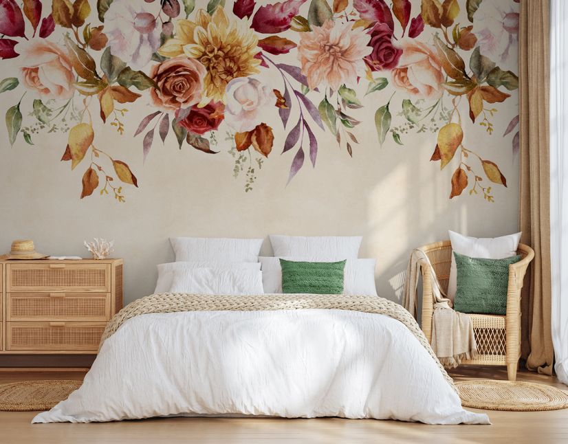 Vintage Pink Floral Wallpaper Mural