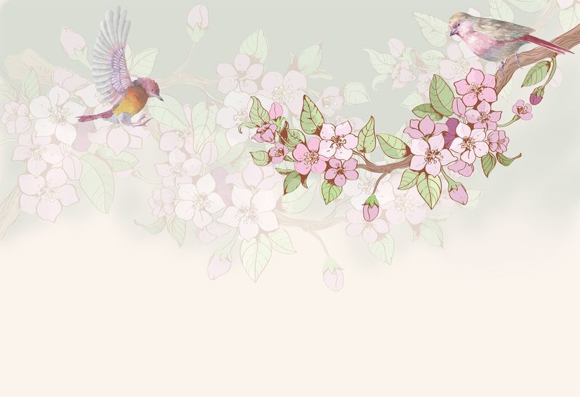 Watercolor Pink Begonia Flowers Wallpaper Mural