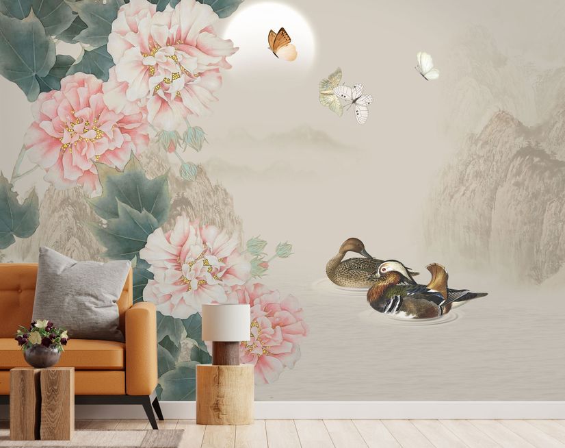 Nostalgic Peony Blossom Wallpaper Mural
