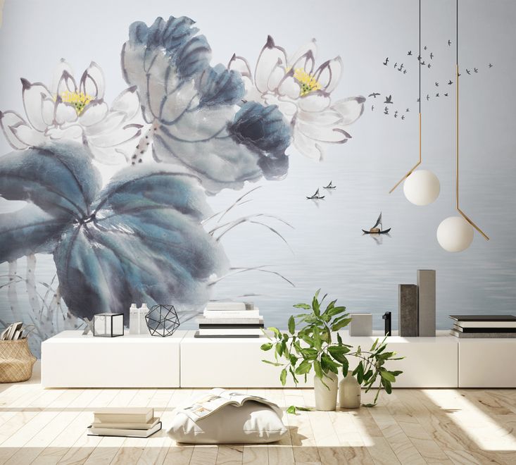 Lotus Floral Art Wallpaper Mural