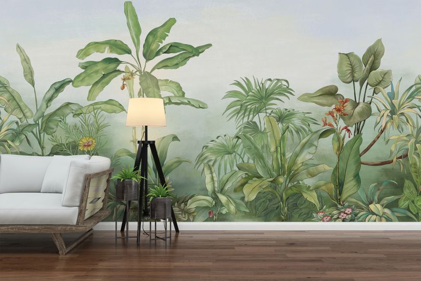 Tropical Rainforest Drawing Art Wallpaper Mural