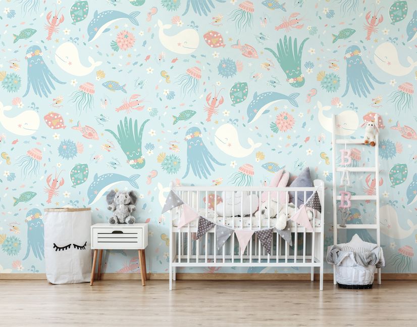 Pastel Underwater Adventure Sea Life Wallpaper Mural