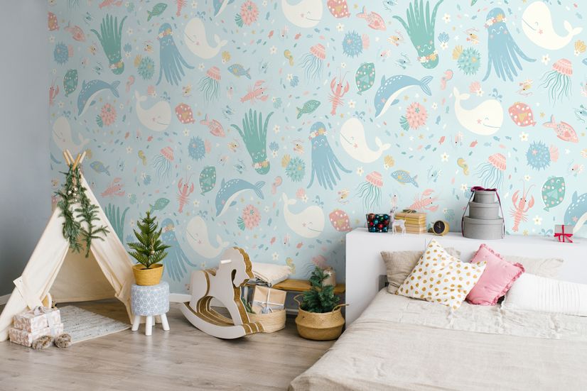 Pastel Underwater Adventure Sea Life Wallpaper Mural