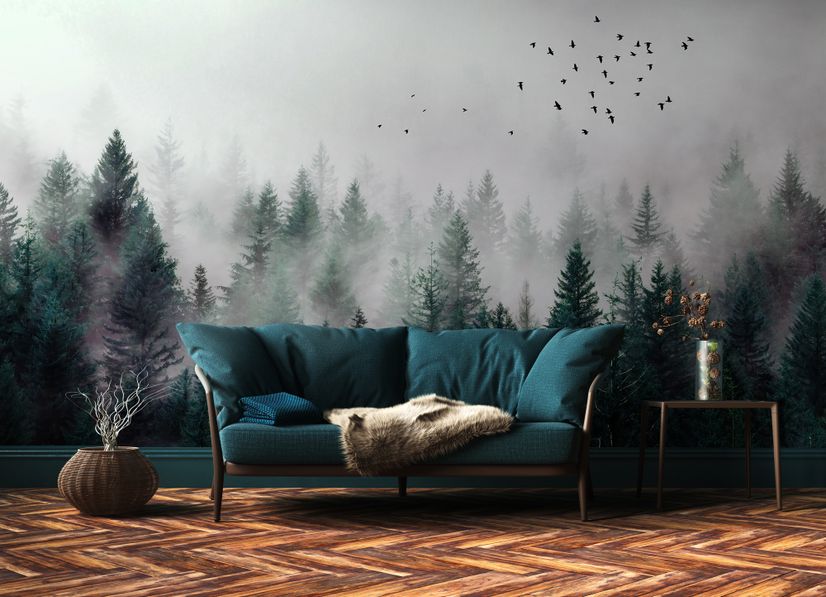 Dark Forest Misty Landscape Wallpaper Mural