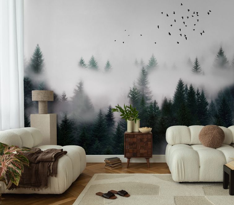 Dark Forest Misty Landscape Wallpaper Mural