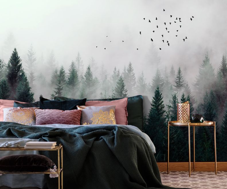 Dark Forest Misty Landscape Wallpaper Mural