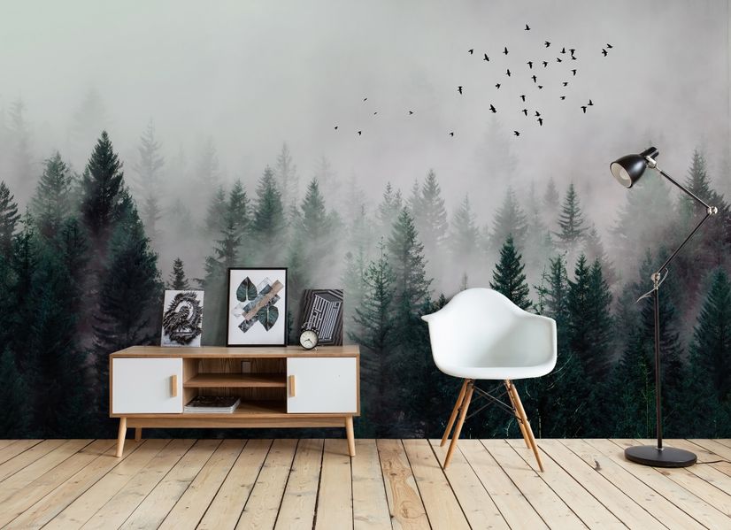 Dark Forest Misty Landscape Wallpaper Mural