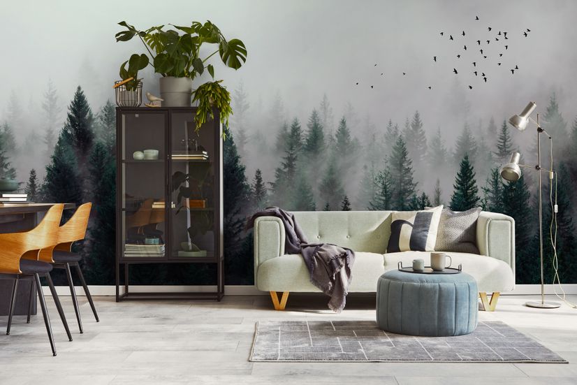 Dark Forest Misty Landscape Wallpaper Mural