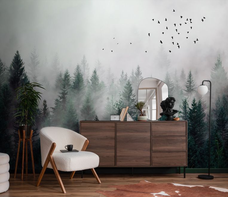 Dark Forest Misty Landscape Wallpaper Mural