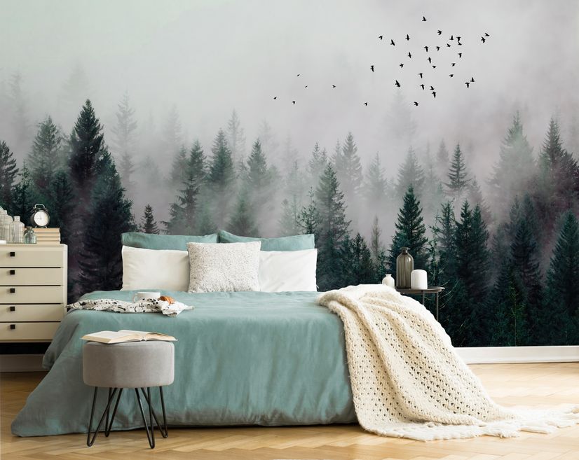 Dark Forest Misty Landscape Wallpaper Mural