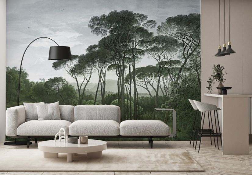 Tropical Nature Landscape with Birds Wallpaper Mural