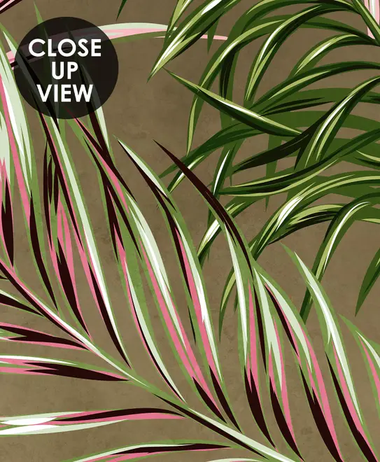 Charcoal Banana and Palm Leaves Wallpaper Mural