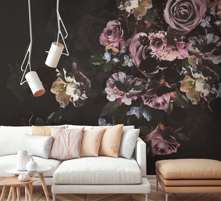 Dark Rose Floral Bouqet Wallpaper Mural