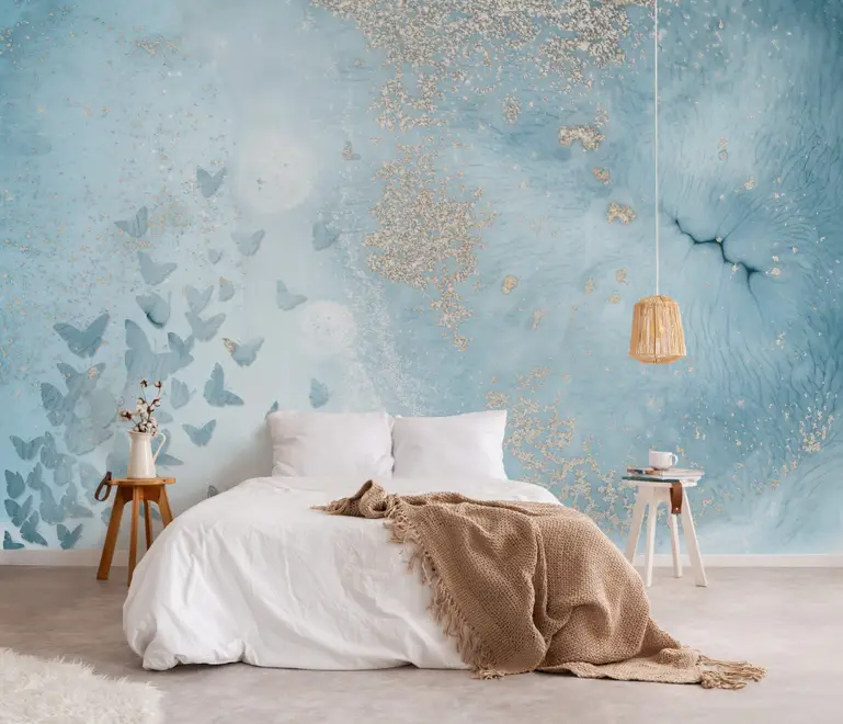 Abstract and Blue Butterfly Wallpaper Mural